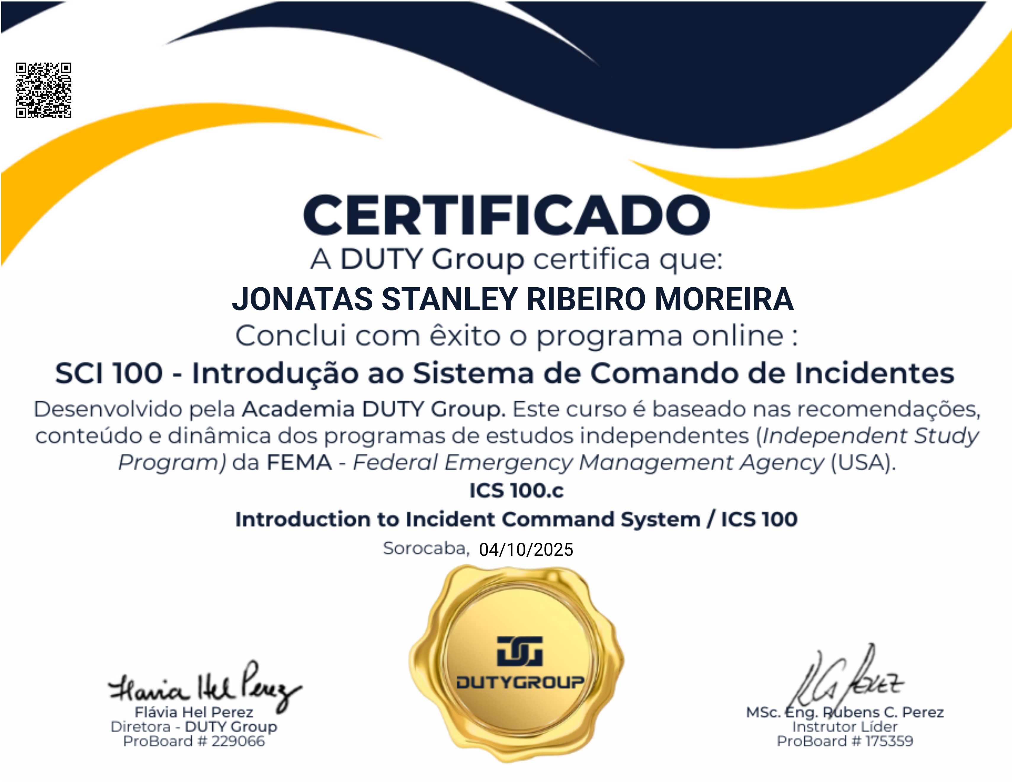 SCI 100.c - Introdução ao Sistema de Comando de Incidentes (rev.2.2)